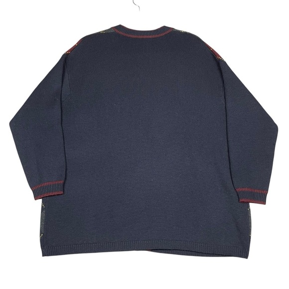 DKNY Wool Argyle Preppy Collegiate Grandmacore Relaxed Cardigan Sweater * - Picture 2 of 15